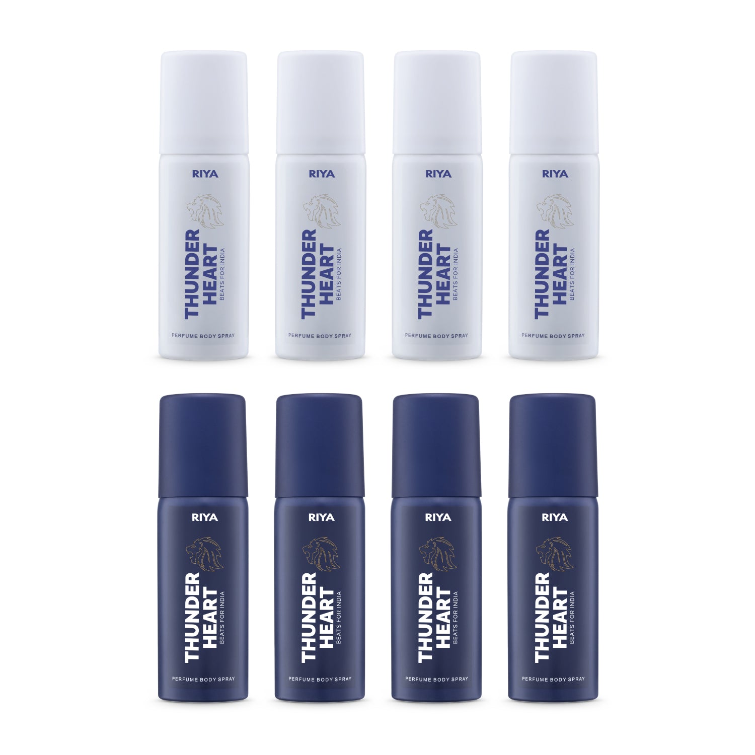 Riya Thunderheart Blue and White Combo of 8 Deodorant | 40 ml Each