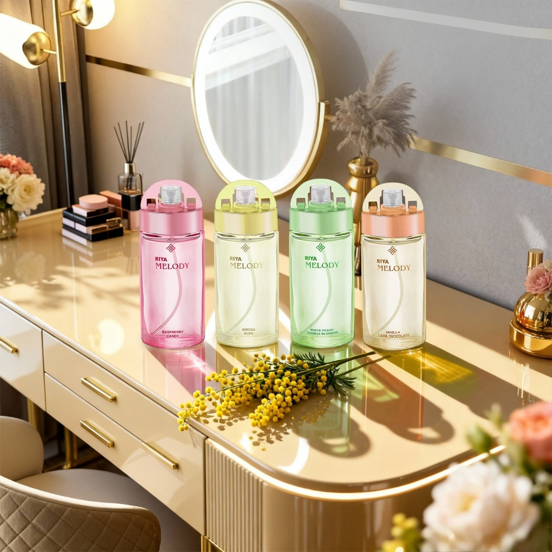 RIYA Melody Eau De Parfum for Women Set of 4 ( Raspberry, Mimosa, Vanilla and White Peach) 30 ML Each