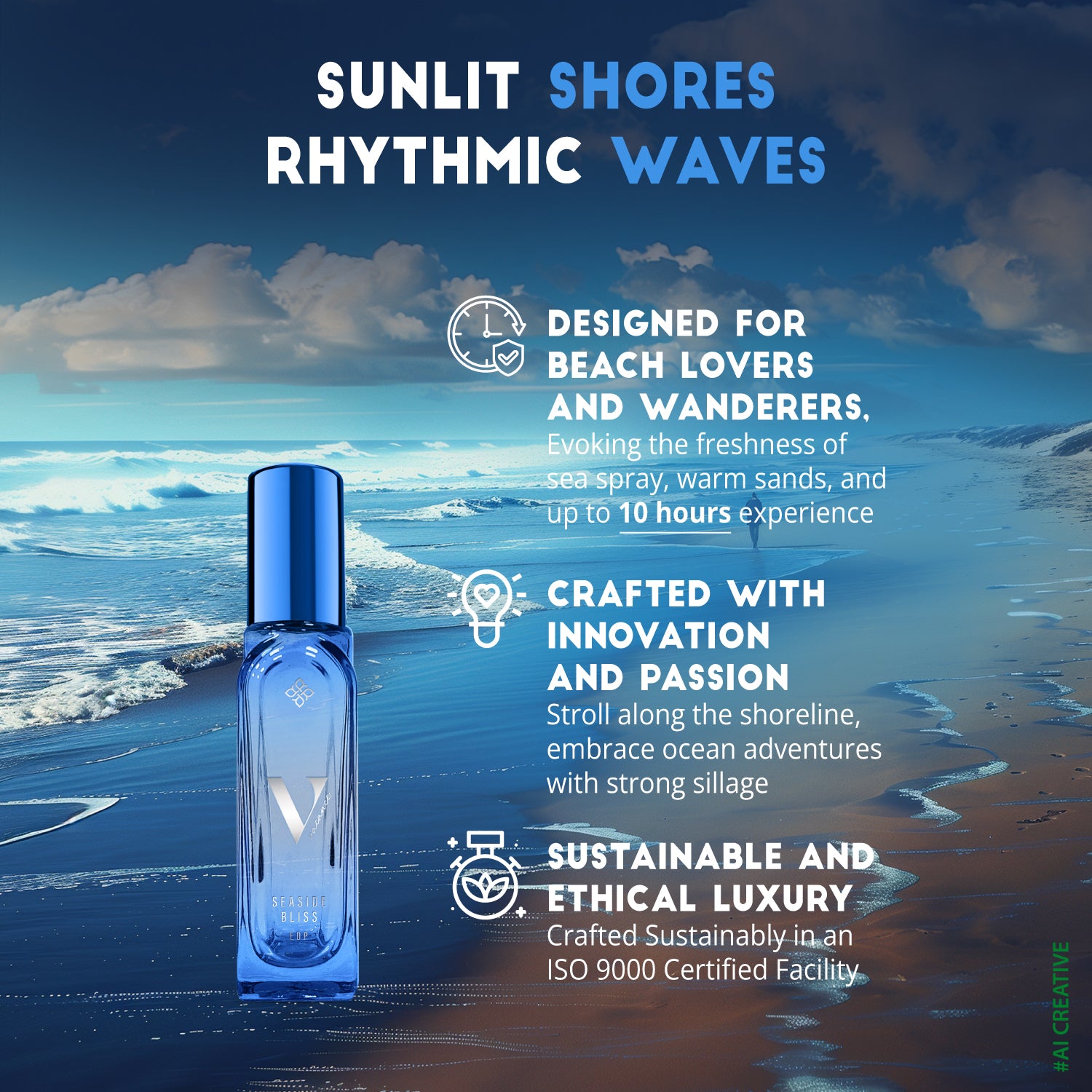 RIYA Vacance Seaside Bliss Eau De Parfum – Fresh Aquatic Oriental Scent | Travel &amp; Relaxation | Perfume for Men &amp; Women | 20ml