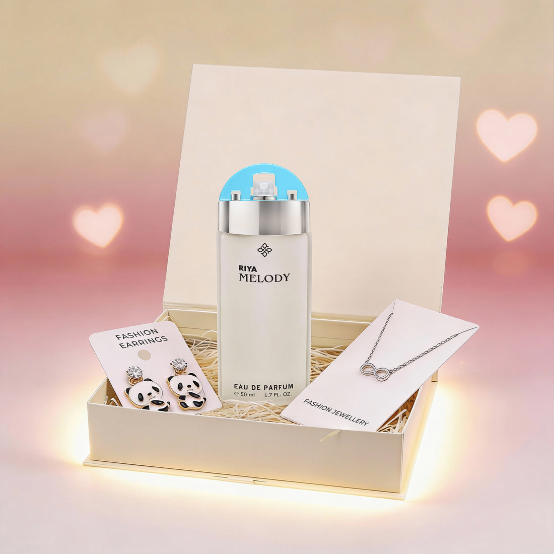 Riya Valentine Day Gift Set for Girls | Melody Sea Green Perfume 50 ml with Pendant and Beautiful Earring for Women