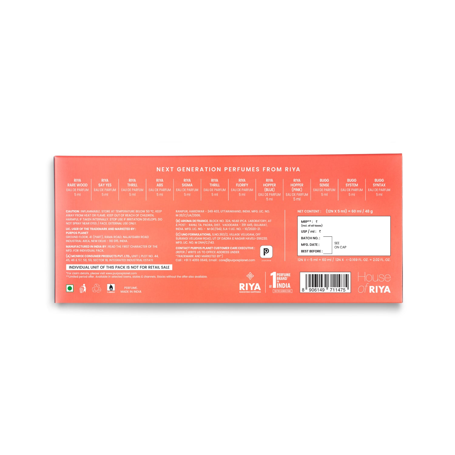 Riya Xploriya Next Generation | 12 x 5ml | 60ml | Eau De Parfum
