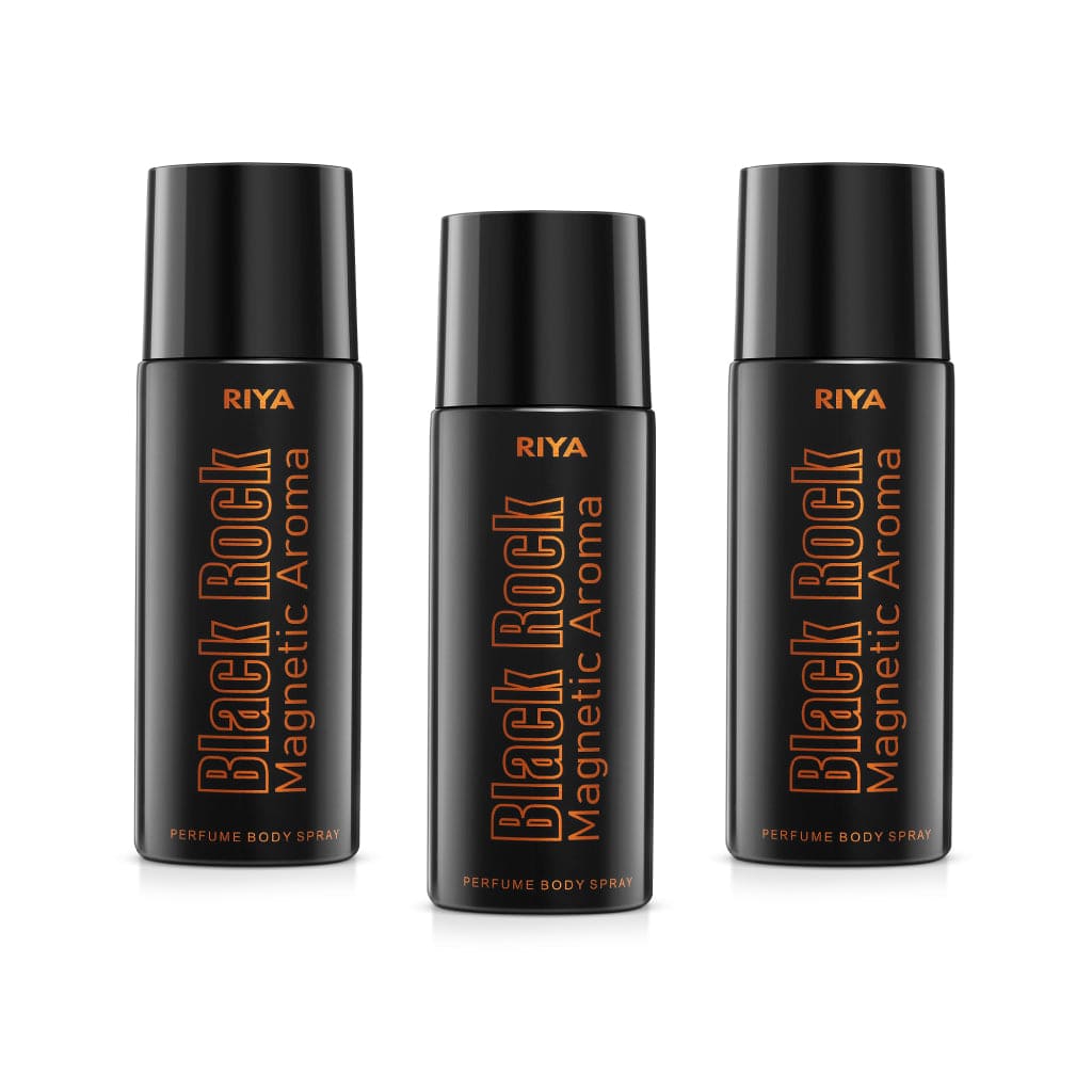 Riya Black Rock Body Spray Deodorant For Men's Pack Of 3 150 Ml Each