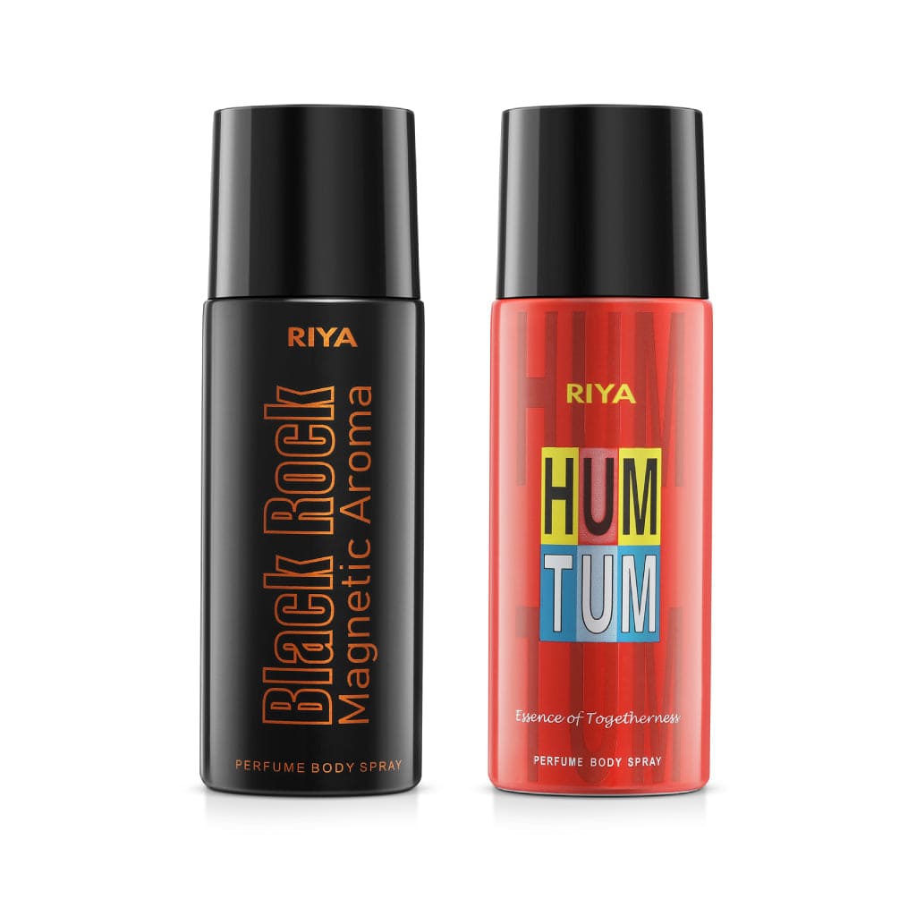 Riya Black Rock And Hum Tum Body Spray Deodorant For Unisex Pack Of 2 150 Ml Each