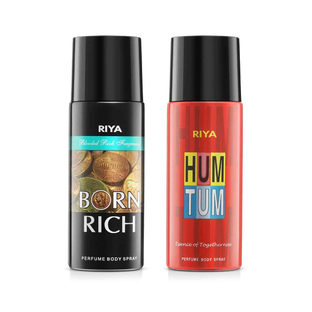Riya Born Rich And Hum Tum Body Spray Deodorant For Unisex Pack Of 2 150 Ml Each