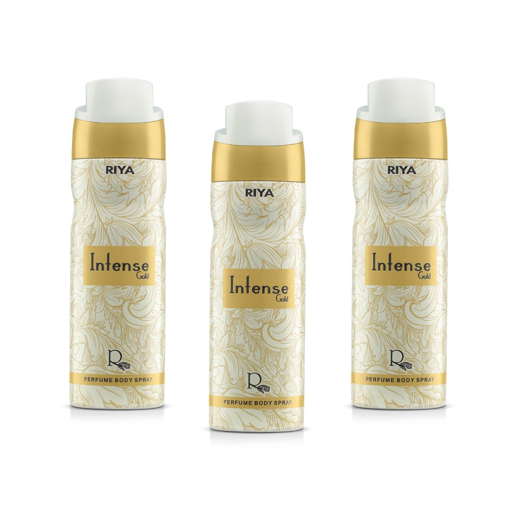 Riya Intense Gold Body Spray Deodorant For Unisex Pack Of 3 200 Ml Each